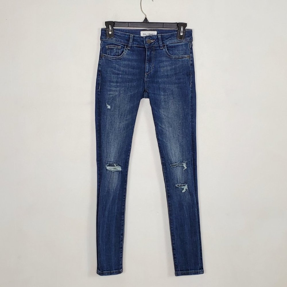 DL1961 Emma Power Legging Distressed Jeans in Pima Wash 24 EUC